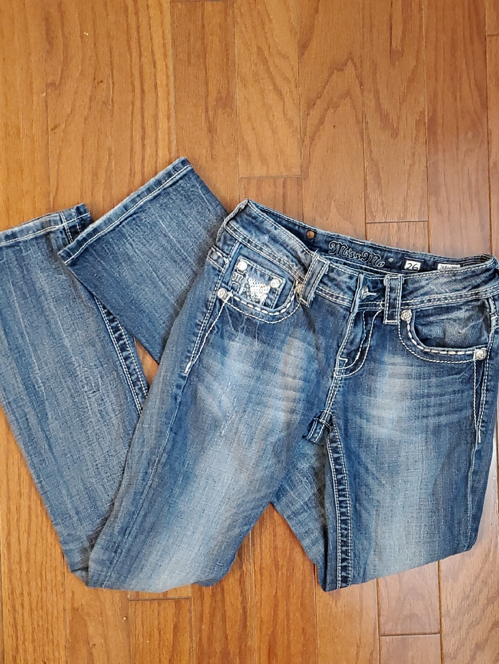 Miss Me Jeans! Embellished Sequin Boot Size 26 Medium Wash Bling Concert Country